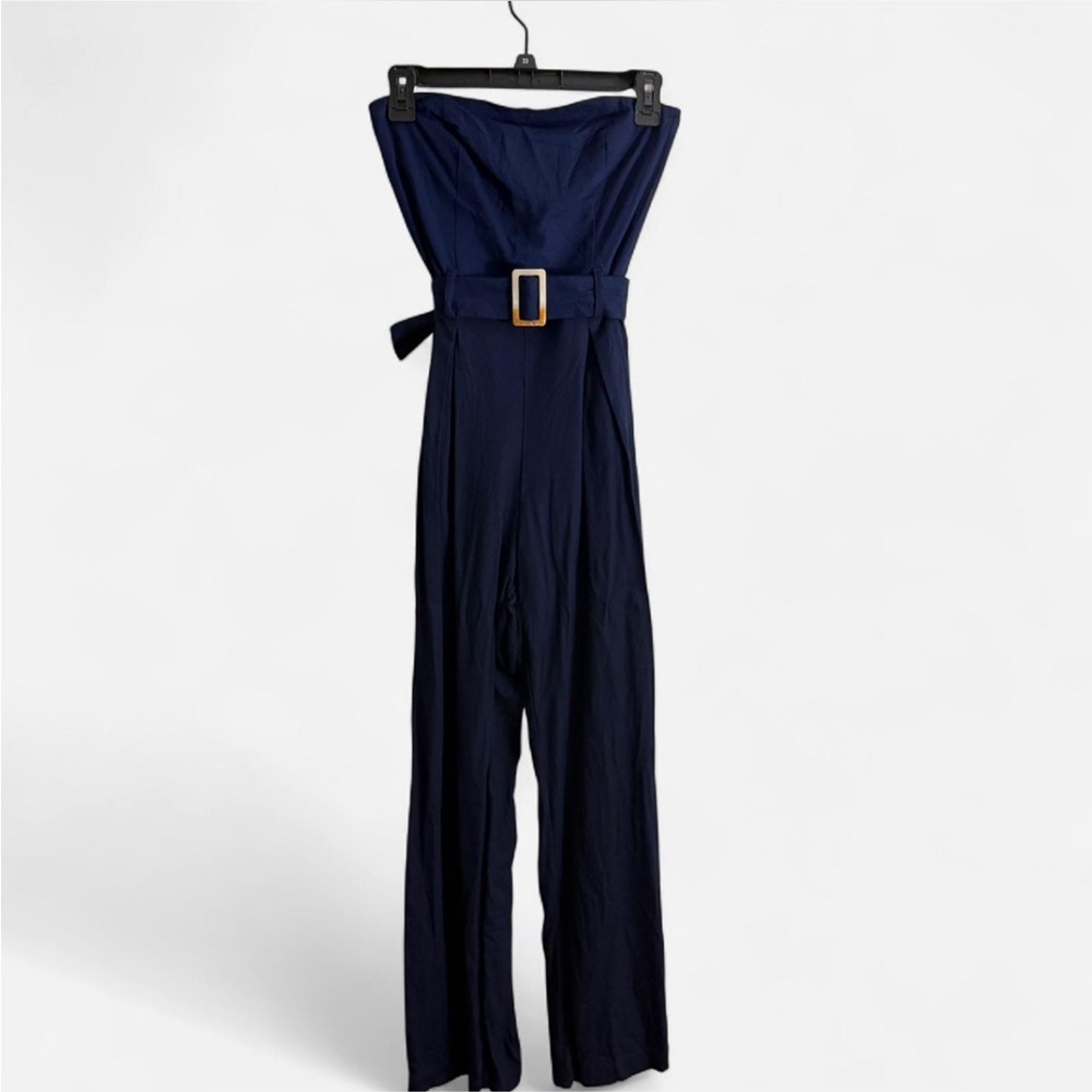 Navy Belted Jumpsuit